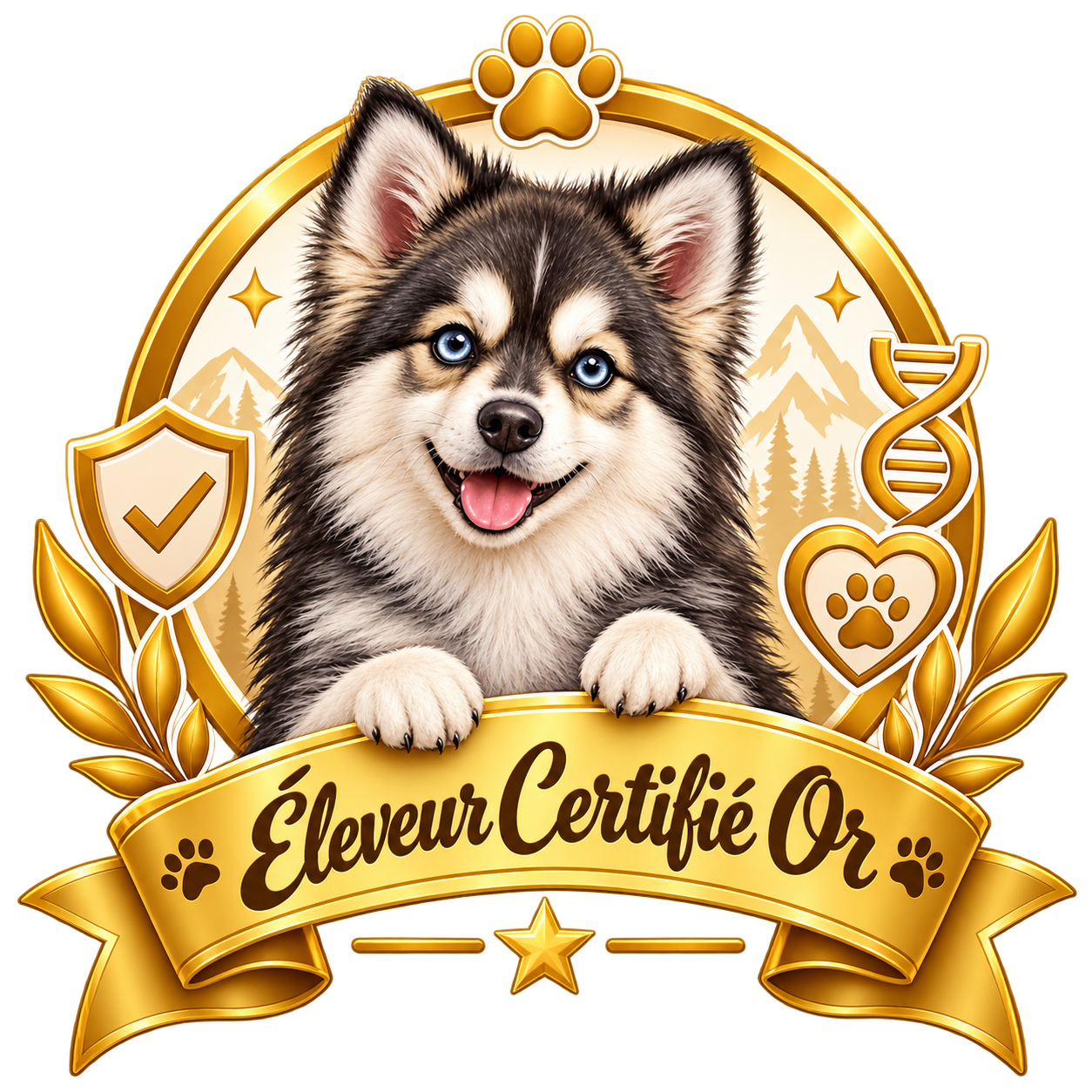 Logo Certification Éleveur Or Pomsky